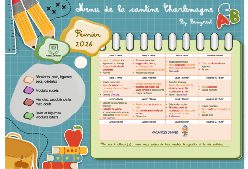 Menu cantine - Février 2026 - CIS