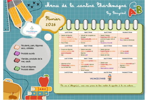 Menu cantine - Février 2026 - JDE